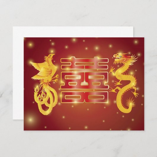 Draak en Phoenix de Uitnodiging van het Dubbele Ge (Voorkant / Achterkant)