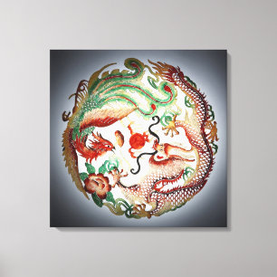 Draak en stencil canvas afdruk