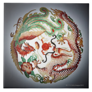 Draak en stencil tegeltje