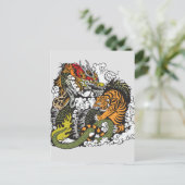 draak en tijgergevecht briefkaart (Staand voorkant)