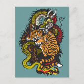 draak en tijgergevecht briefkaart (Voorkant)