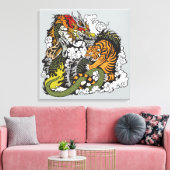 draak en tijgergevecht canvas afdruk (Insitu (Woonkamer))