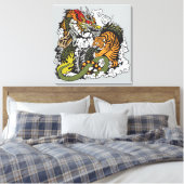 draak en tijgergevecht canvas afdruk (Insitu (Slaapkamer))
