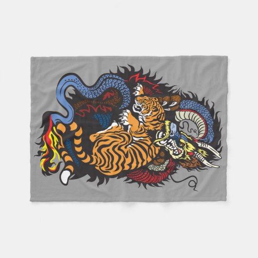 draak en tijgergevecht fleece deken (Voorkant (Horizontaal))