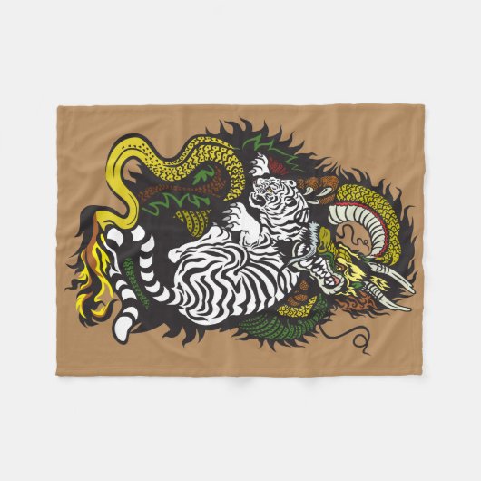 draak en tijgergevecht fleece deken (Voorkant (Horizontaal))
