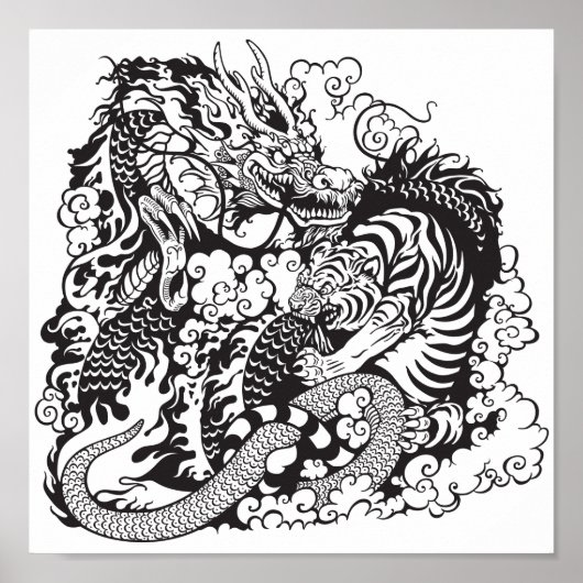 draak en tijgergevecht poster (Voorkant)