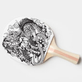 draak en tijgergevecht tafeltennisbatje (Zijkant)