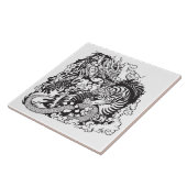 draak en tijgergevecht tegeltje (Zijkant)