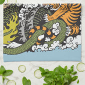 draak en tijgergevecht theedoek (Gevouwen)