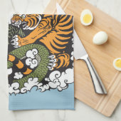 draak en tijgergevecht theedoek (Quarter Fold)