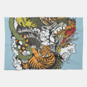 draak en tijgergevecht theedoek (Horizontaal)