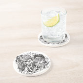 draak en tijgergevecht zandsteen onderzetter (Zijkant)