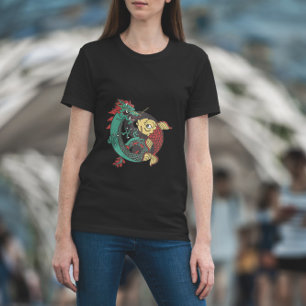 Draak en vis Ying Yang T-shirt