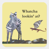 Draak en Zebra Vierkante Sticker (Voorkant)