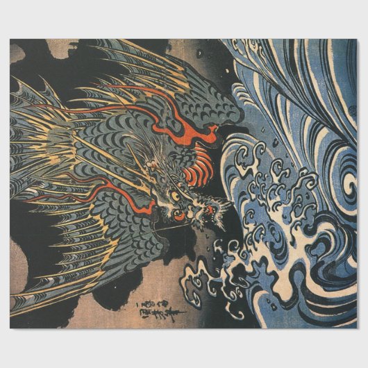 Draak en Zee Cadeaupapier (Vlak)