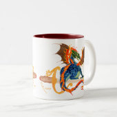 draak en zwaard tweekleurige koffiemok (Voorkant rechts)