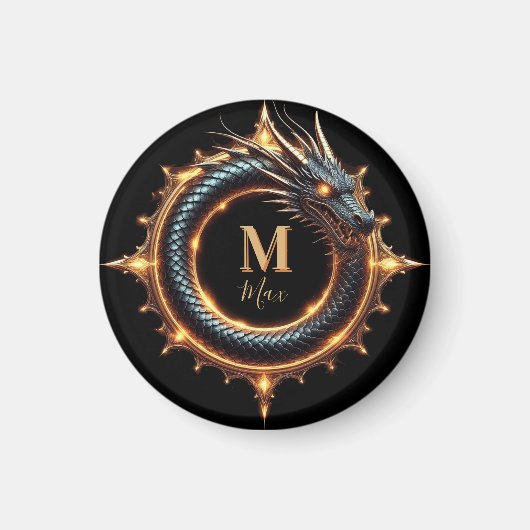 🐉 Draak Fantasy Symbool Met Aangepaste Naam Voor Magneet (Voorkant)