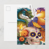 Draak, feniks en schedel dag van de doden briefkaart (Voorkant / Achterkant)