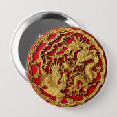Draak Feniks Rood Goud Chinees Huwelijksgunstgesch Ronde Button 4,0 Cm (Voorkant /achterkant)