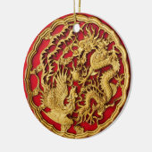 Draak Feniks Rood Goud Chinees Trouwgeschenk Keramisch Ornament (Links)