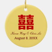 Draak Feniks Rood Goud Chinees Trouwgeschenk Keramisch Ornament (Achterkant)