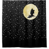 Draak, Fonkelende sterren, Maan, zwarte stary van Douchegordijn (Voorkant)