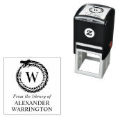 Draak Frame Bibliotheek Boek Naam Initiële Monogra Zelfinktende Stempel (In situ)