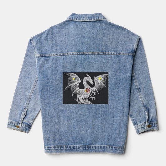 Draak geborduurd Denim Delight: Vrouwen jas Jacket (Achterkant)