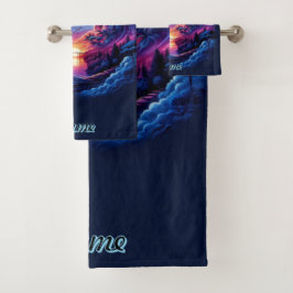 Draak gesilhouet tegen een levendige zonsondergang bad handdoek