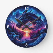 Draak gesilhouet tegen een levendige zonsondergang