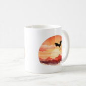 Draak gesilhouet tegen een zonsondergang koffiemok (Voorkant rechts)