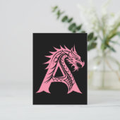 Draak gestileerde letter A, Drakalphabet, Monogram Briefkaart (Staand voorkant)