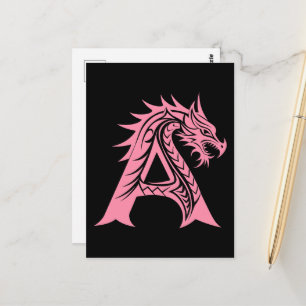 Draak gestileerde letter A, Drakalphabet, Monogram Briefkaart