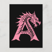 Draak gestileerde letter A, Drakalphabet, Monogram Briefkaart (Voorkant)