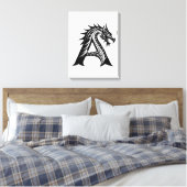 Draak gestileerde letter A, Drakalphabet, Monogram Canvas Afdruk (Insitu (Slaapkamer))