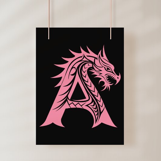 Draak gestileerde letter A, Drakalphabet, Monogram Foto Afdruk