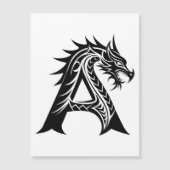 Draak gestileerde letter A, Drakalphabet, Monogram Magnetische Uitnodiging (Voorkant)