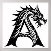 Draak gestileerde letter A, Drakalphabet, Monogram Poster (Voorkant)