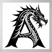 Draak gestileerde letter A, Drakalphabet, Monogram Poster (Voorkant)