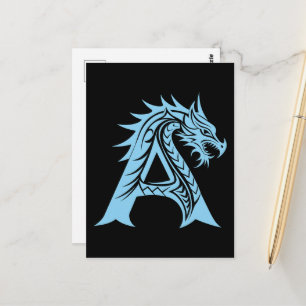 Draak gestileerde letter A, drakenalfabet, monogra Briefkaart