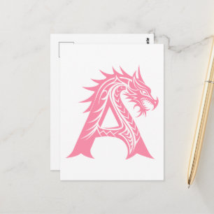 Draak gestileerde letter A, drakenalfabet, monogra Briefkaart