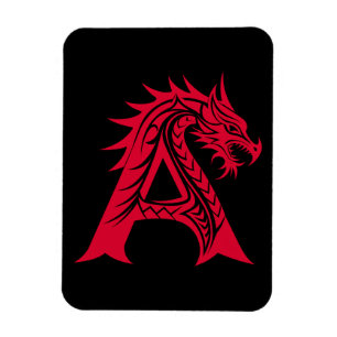 Draak gestileerde letter A, drakenalfabet, monogra Magneet