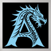 Draak gestileerde letter A, drakenalfabet, monogra Poster (Voorkant)