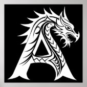 Draak gestileerde letter A, drakenalfabet, monogra Poster (Voorkant)