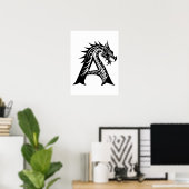 Draak gestileerde letter A, drakenalfabet, monogra Poster (Thuiskantoor)