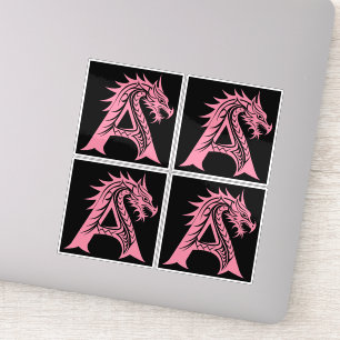 Draak gestileerde letter A, drakenalfabet, monogra Sticker