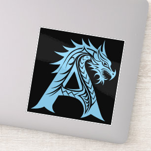 Draak gestileerde letter A, drakenalfabet, monogra Sticker