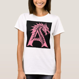 Draak gestileerde letter A, drakenalfabet, monogra T-shirt