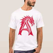 Draak gestileerde letter A, drakenalfabet, monogra