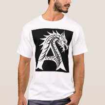 Draak gestileerde letter A, drakenalfabet, monogra